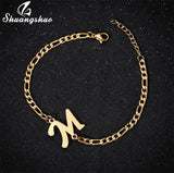 A-Z Letter Jewelry Personalize Initial Bracelets Bangles for Women Stainless Steel Alphabet Charm Bracelet Name Bijoux Pulseiras