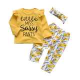 3Pcs Newborn Baby Girls Clothes Set Letter You Make Me Smile Long Sleeve Tops Casual Pants and Headband Infant Clothing Outfits