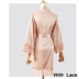 Summer Lace Sleepwear for Bride & Bridesmaid Wedding Robe Gown Solid Embroidery Kimono Bathrobe
