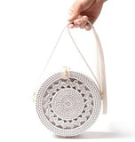 Round Woven Straw Rattan Bodybag