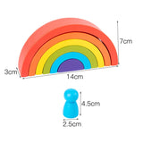 Montessori Children's Wooden Stack Balance Rainbow Blocks