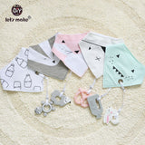 Let's Make Baby Stuff Bibs & Burp Cloths 1pc Cotton Bib Cartoon Silicone Teether BPA Free Baby Things Feeding Baberos Burp Cloth