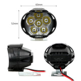 2Pcs Motorcycles Headlight 6500k White Super Bright 6 LED Working Spot Light Motorbike Fog Lamp 1200LM LED Scooters Spotlight