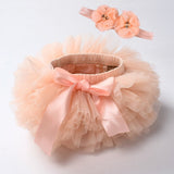 Baby girl tutu skirt 2pcs tulle lace bloomers Newborn infant outfits  Mauv headband flower set Baby mesh bloomer