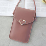 Women's Transparent Leather Cell Phone Shoulder Purse