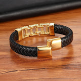 Unique Punk Design Special Pattern Bicycle Chain Stainless Steel Accessories Men's Leather Bracelet Multi-color Birthday Gift