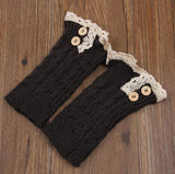 Fashion Double Button Cable Knitted Boot Cuff Short Leg Warmer  Womens Boot Socks Knitted Lace Trim Fashion Boots Accessories