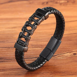 Unique Punk Design Special Pattern Bicycle Chain Stainless Steel Accessories Men's Leather Bracelet Multi-color Birthday Gift