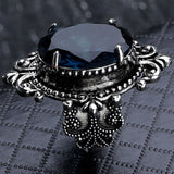 Fashion Goose Egg-shaped Sea Blue CZ Stone Ring Crystal Ring For Women Wedding Engagement Party Ring Jewelry Gift