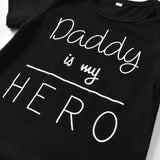 Summer Newborn Infant Baby Girl Clothes Daddy is my Hero Short Sleeve T-shirt Tops+Pants+Headband Toddler Outfits Set