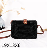 Round Woven Straw Rattan Bodybag