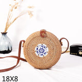 Round Woven Straw Rattan Bodybag