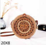 Round Woven Straw Rattan Bodybag