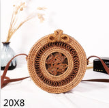 Round Woven Straw Rattan Bodybag