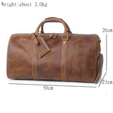 Vintage Big Capacity Men Cow Leather Travel Bag Durable Genuine Leather Tote Travel Bag