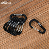 Booms Fishing CC1 6Pcs Aluminum Alloy Carabiner Keychain Outdoor Camping Climbing Snap Clip Lock Buckle Hook Fishing Tool 6Color