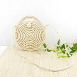 Round Woven Straw Rattan Bodybag