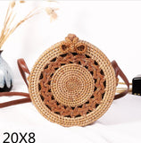 Round Woven Straw Rattan Bodybag