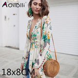 Round Woven Straw Rattan Bodybag