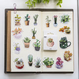 50PCS/box New Cute Succulent Plants Diary Paper Lable Sealing Stickers Crafts And Scrapbooking Decorative Lifelog DIY Stationery