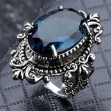 Fashion Goose Egg-shaped Sea Blue CZ Stone Ring Crystal Ring For Women Wedding Engagement Party Ring Jewelry Gift