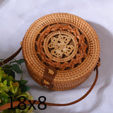 Round Woven Straw Rattan Bodybag
