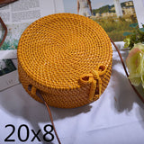 Round Woven Straw Rattan Bodybag