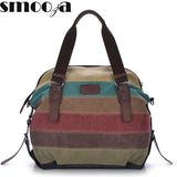 SMOOZA Canvas Totes Bag Striped Womens Handbag Patchwork rainbow Shoulder Bag Fashion Female Casual  Crossbody bag Sac a Main