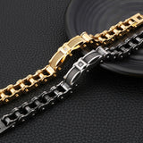 Biker Jewelry Worn Look Men's Biker Chain Bracelet Motorcycle Bicycle Wear Vintage Black Stainless Steel CZ Mens Bracelets 2019