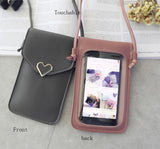 Women's Transparent Leather Cell Phone Shoulder Purse