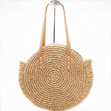 Round Woven Straw Rattan Bodybag