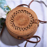 Round Woven Straw Rattan Bodybag