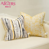 Avigers Yellow Cushion Covers Square Striped Patchwork Jacquard Pillow Cases Home Decorative for Car Sofa Bedroom