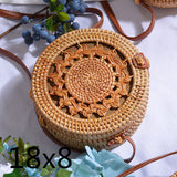 Round Woven Straw Rattan Bodybag