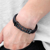 Unique Punk Design Special Pattern Bicycle Chain Stainless Steel Accessories Men's Leather Bracelet Multi-color Birthday Gift
