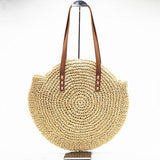 Round Woven Straw Rattan Bodybag