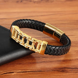 Unique Punk Design Special Pattern Bicycle Chain Stainless Steel Accessories Men's Leather Bracelet Multi-color Birthday Gift