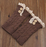 Fashion Double Button Cable Knitted Boot Cuff Short Leg Warmer  Womens Boot Socks Knitted Lace Trim Fashion Boots Accessories