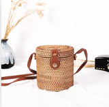 Round Woven Straw Rattan Bodybag