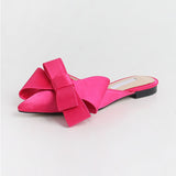 Spring and summer women's shoes Korean silk satin Pointed bow tie slippers Baotou flat heel sets semi slippers
