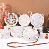 Round Woven Straw Rattan Bodybag