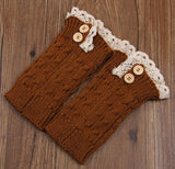 Fashion Double Button Cable Knitted Boot Cuff Short Leg Warmer  Womens Boot Socks Knitted Lace Trim Fashion Boots Accessories