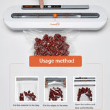SaengQ Best Vacuum Food Sealer 220V/110V Automatic Commercial Household Food Vacuum Sealer Packaging Machine Include 10Pcs Bags