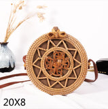 Round Woven Straw Rattan Bodybag