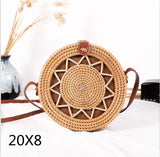 Round Woven Straw Rattan Bodybag