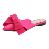 Spring and summer women's shoes Korean silk satin Pointed bow tie slippers Baotou flat heel sets semi slippers