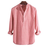 Helisopus New Fashion Spring Summer Casual Men's Shirt Cotton Long Sleeve Striped Slim Fit Stand Collar Shirts S-5XL