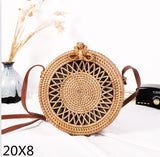 Round Woven Straw Rattan Bodybag