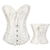 Gothic Corset Corselette Women's Corsets Steampunk Plus Size Overbust Corsage White Bodice Tops Sexy Lace Up Bustier S-6XL