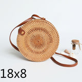 Round Woven Straw Rattan Bodybag